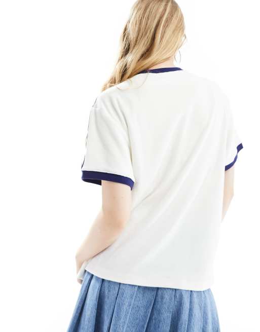 adidas Originals Terry t-shirt in off-white and navy | ASOS