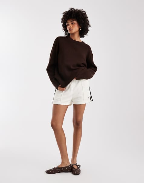 adidas Originals Terry towel firebird shorts in off white