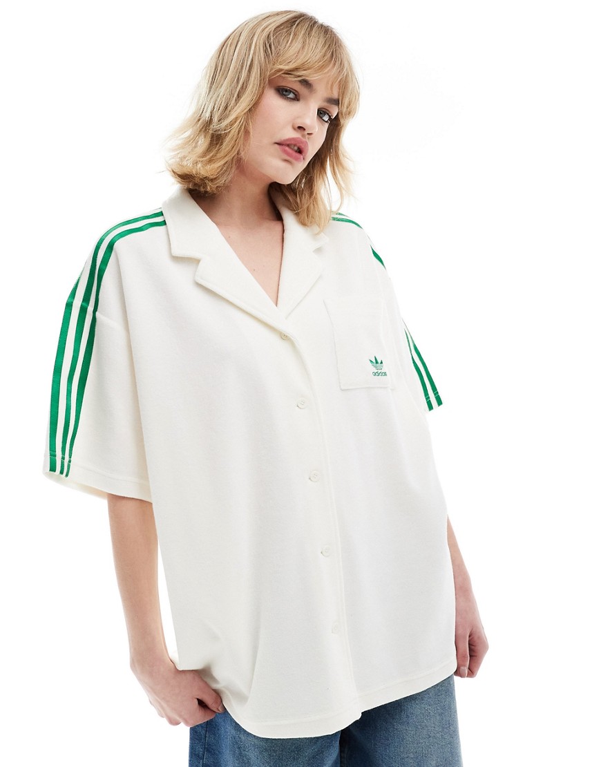 adidas Originals terry towelling resort shirt in off white