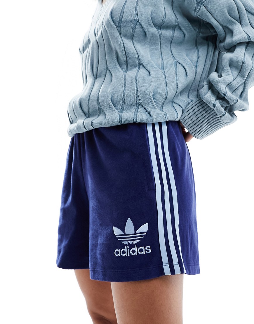 adidas Originals terry towelling shorts in navy and baby blue