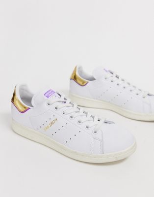 adidas originals tfl stan smith in white and gold