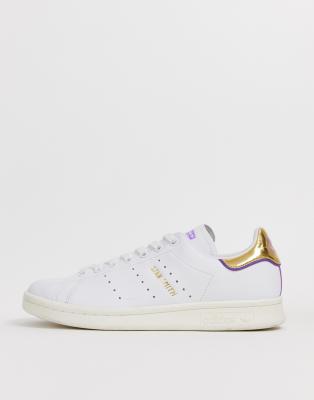 adidas originals tfl stan smith in white and gold