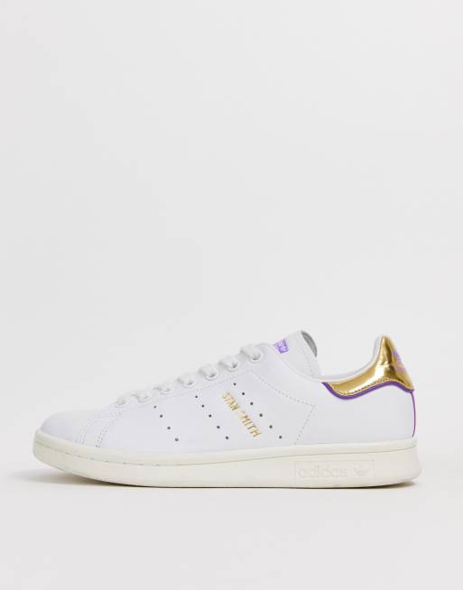 Adidas originals tfl stan on sale smith in white and gold