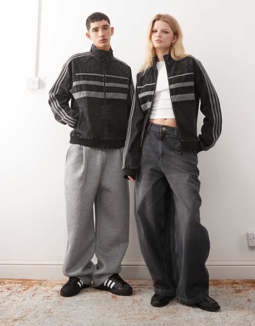 adidas Originals The First denim track top in black and grey | ASOS