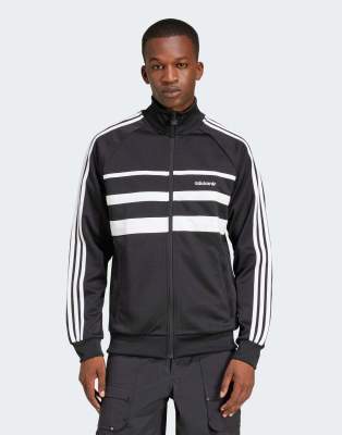 adidas Originals - The First - Sort træningsjakke med hvide detaljer - view 1