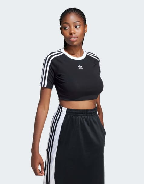 adidas Originals three stripe baby tee in black - view 1