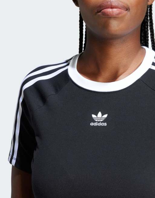 adidas Originals three stripe baby tee in black