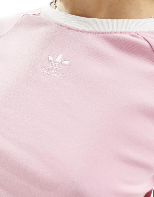 adidas Originals three stripe baby tee in pastel pink