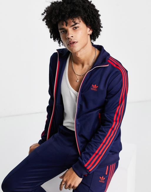 adidas Originals three stripe beckenbauer track jacket in navy | ASOS