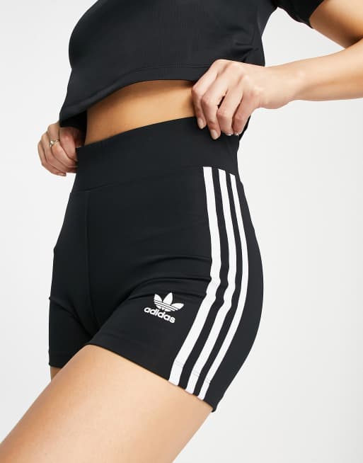 adidas Originals three stripe booty shorts in black