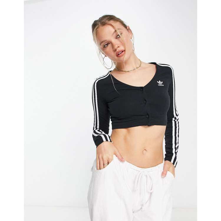  adidas Women's Colorblock 3-Stripes Crop Top, Black