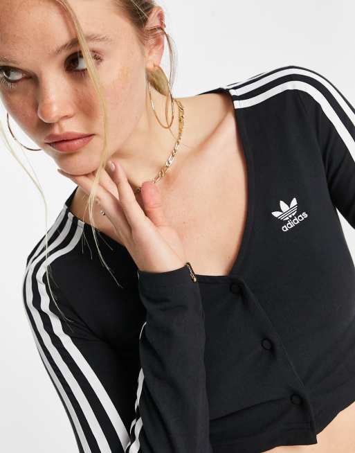 Adidas three stripe crop top online