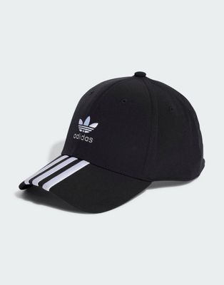 adidas Originals three stripe cap in black