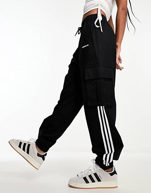 adidas Originals three stripe cargo pants in black | ASOS