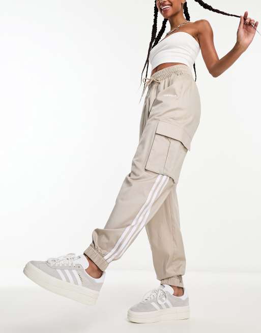 adidas Originals adicolor three stripe high waist leggings in green with  drawstring waist, ASOS