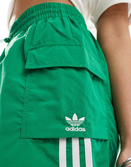 adidas Originals three stripe cargos shorts in green