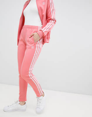 adidas originals three stripe cigarette pants in pink