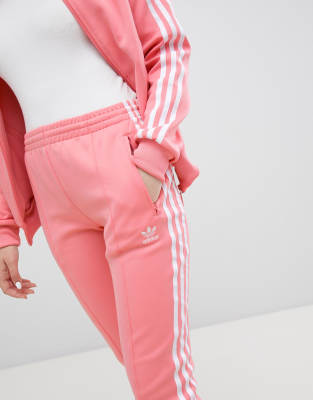 adidas originals three stripe cigarette pants in pink