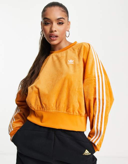 Adidas originals three stripe sweatshirt sale in orange