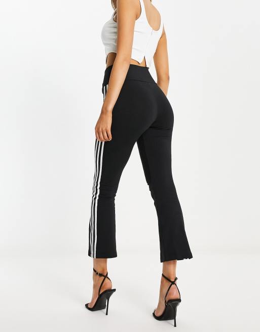 adidas Originals three stripe crop flare leggings in black