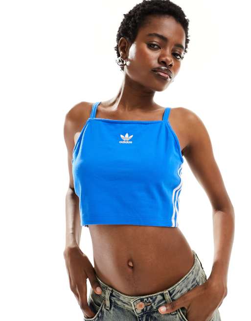 adidas Originals three stripe crop singlet in blue bird ASOS