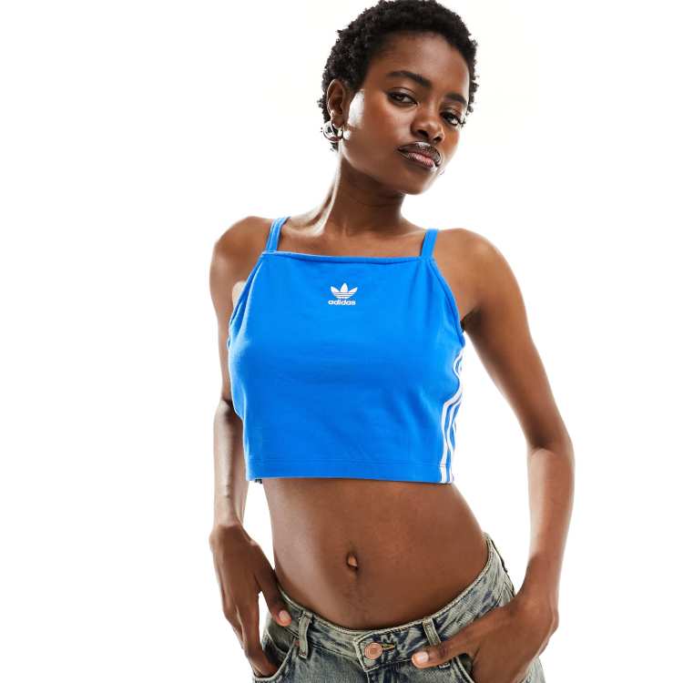 Adidas crop cheap top blue