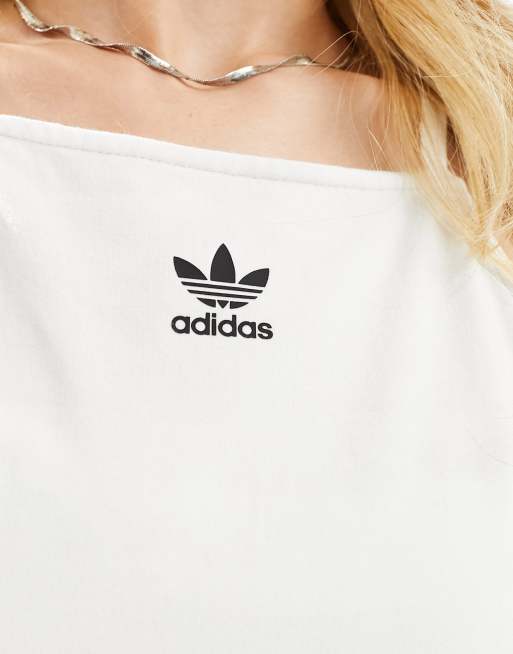 adidas Originals three stripe crop vest in white, 4 of 4