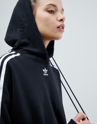 adidas originals adicolor 3 stripe cropped hoodie