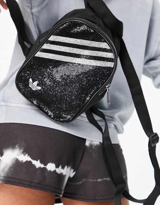 adidas Originals three stripe crystal mini backpack in black, 2 of 4