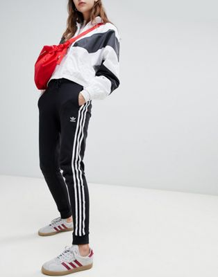 adidas Originals Three Stripe Cuffed Sweat Pants In Black | ASOS