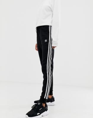 adidas originals three stripe cuffed sweat pants in grey