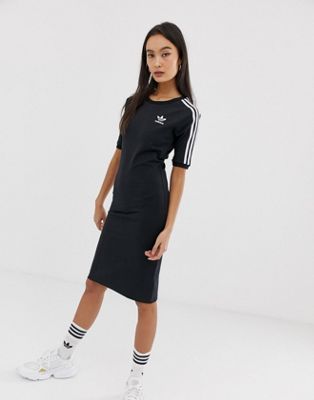 adidas Originals Three Stripe Dress In Black | ASOS