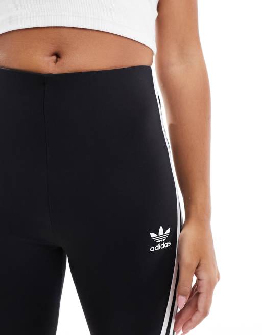 adidas Originals three stripe flared leggings in black