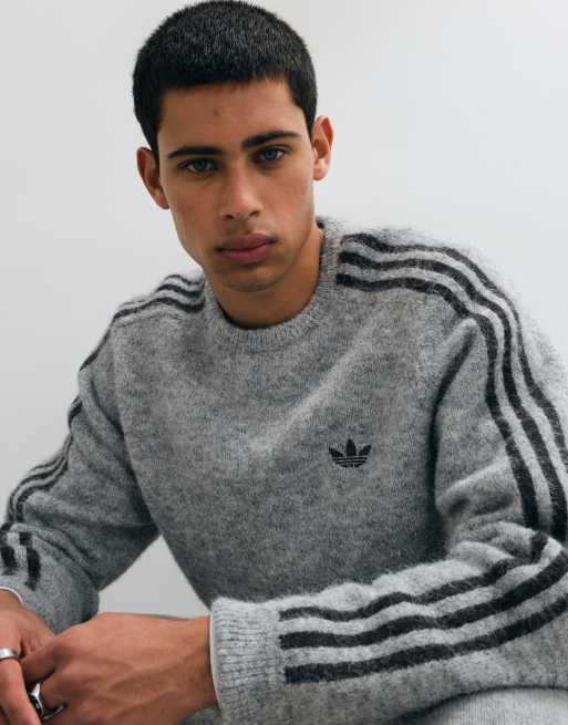 adidas Originals three stripe fluffy knitted jumper, 2 of 3