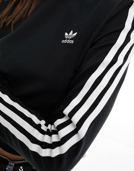 Adidas originals black three stripe high neck sales sweatshirt