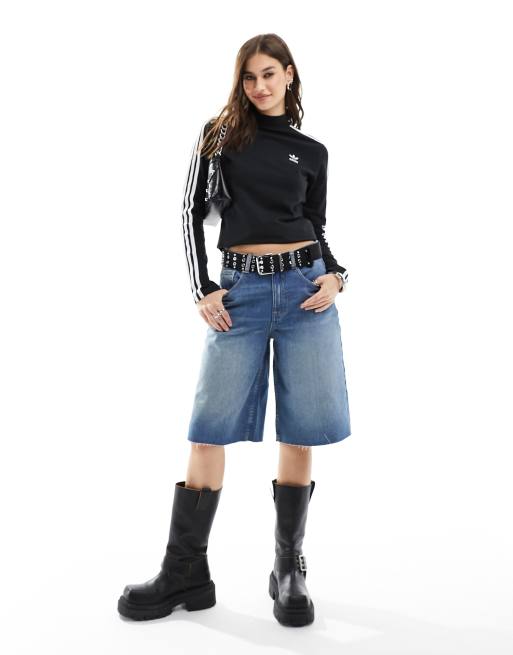 adidas Originals three stripe flared leggings in black