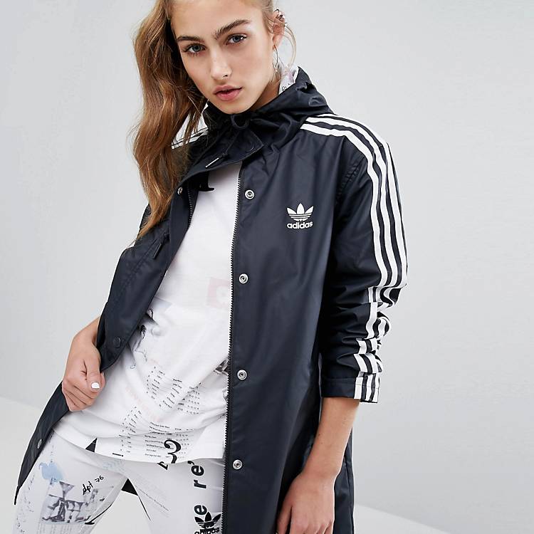 klif pak Gespierd adidas Originals Three Stripe Hooded Rain Jacket | ASOS