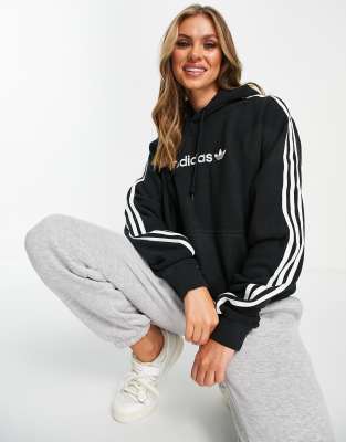 adidas Originals three stripe hoodie in black | ASOS