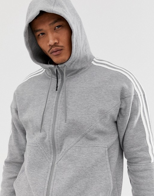adidas originals three stripe hoodie in grey | ASOS