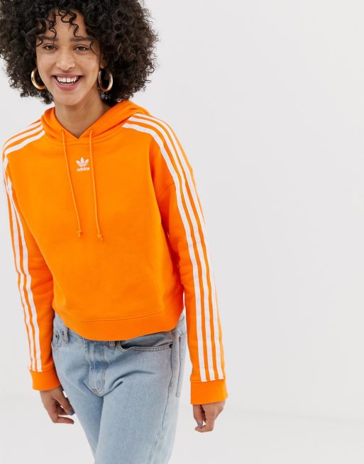 adidas Originals three stripe hoodie in orange