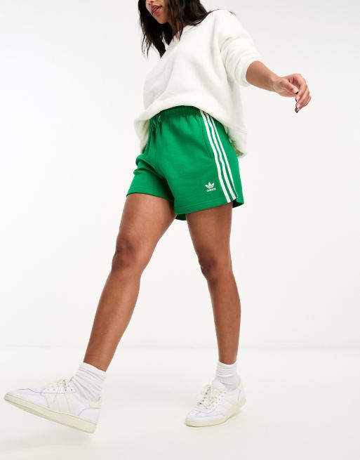 adidas Originals adicolor three stripe high waist leggings in green with  drawstring waist, ASOS