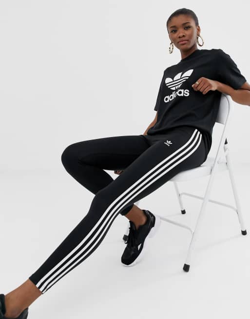 adidas Originals 3 Stripe Leggings - Black