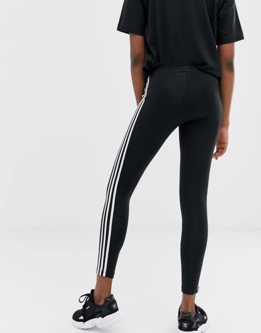 adidas Originals three stripe legging in black