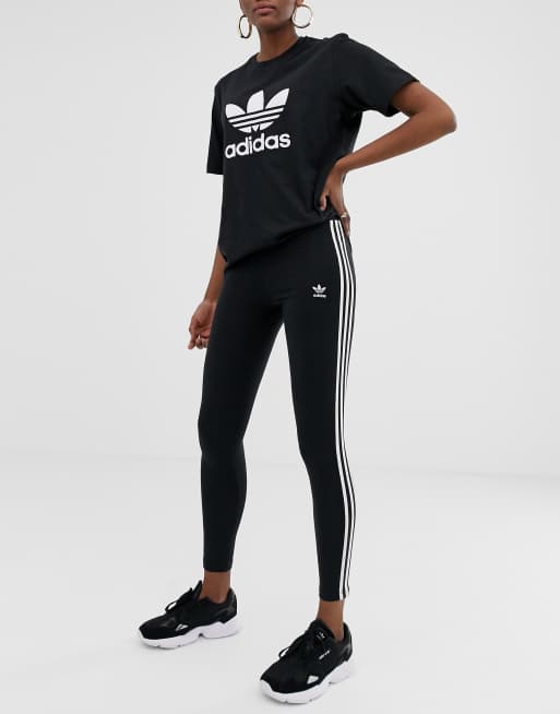 adidas Sportswear 3 STRIPES LEGGINGS - Tights - black/white