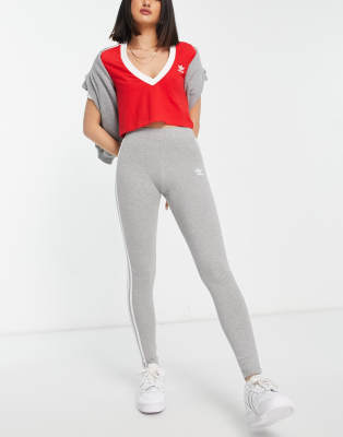 adidas originals 3 stripe leggings grey