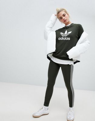 khaki adidas leggings