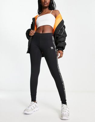 adidas Originals Luxe Lounge high waisted repeat logo leggings in brown - ASOS Price Checker