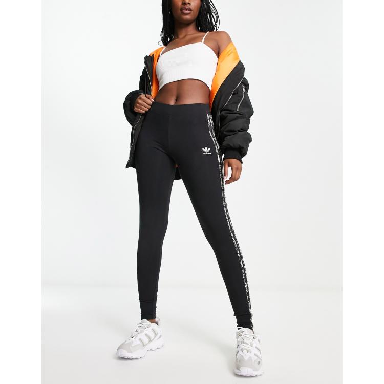 adidas Originals LEGGINGS BLACK AOP STRIPES - Leggings - Trousers - black  multicolor/black - Zalando.de