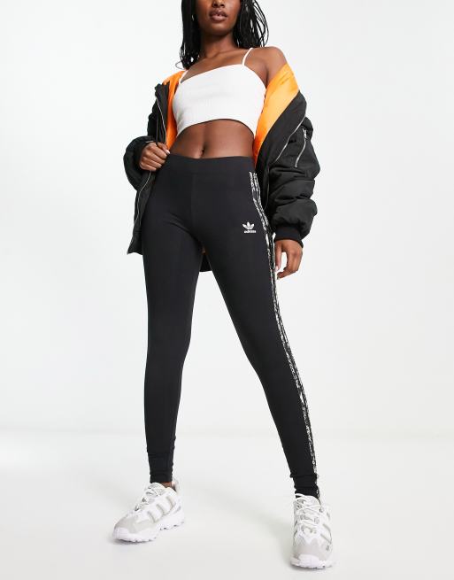 Adidas Originals Training Three Stripe Capri Leggings In Black - Black