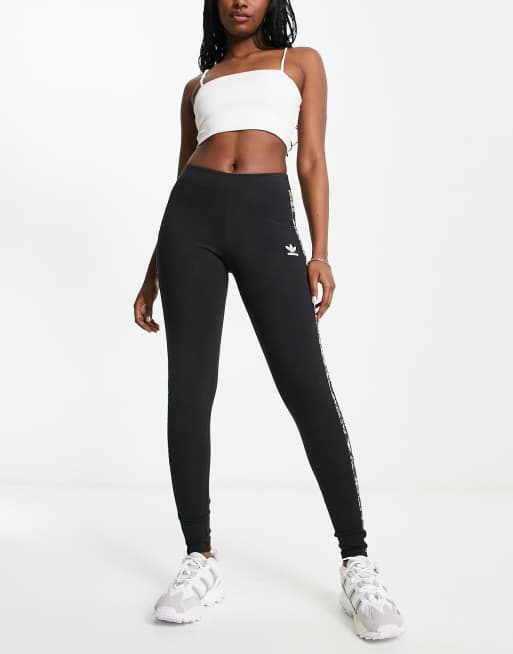 adidas Originals three stripe leggings in black and snake print